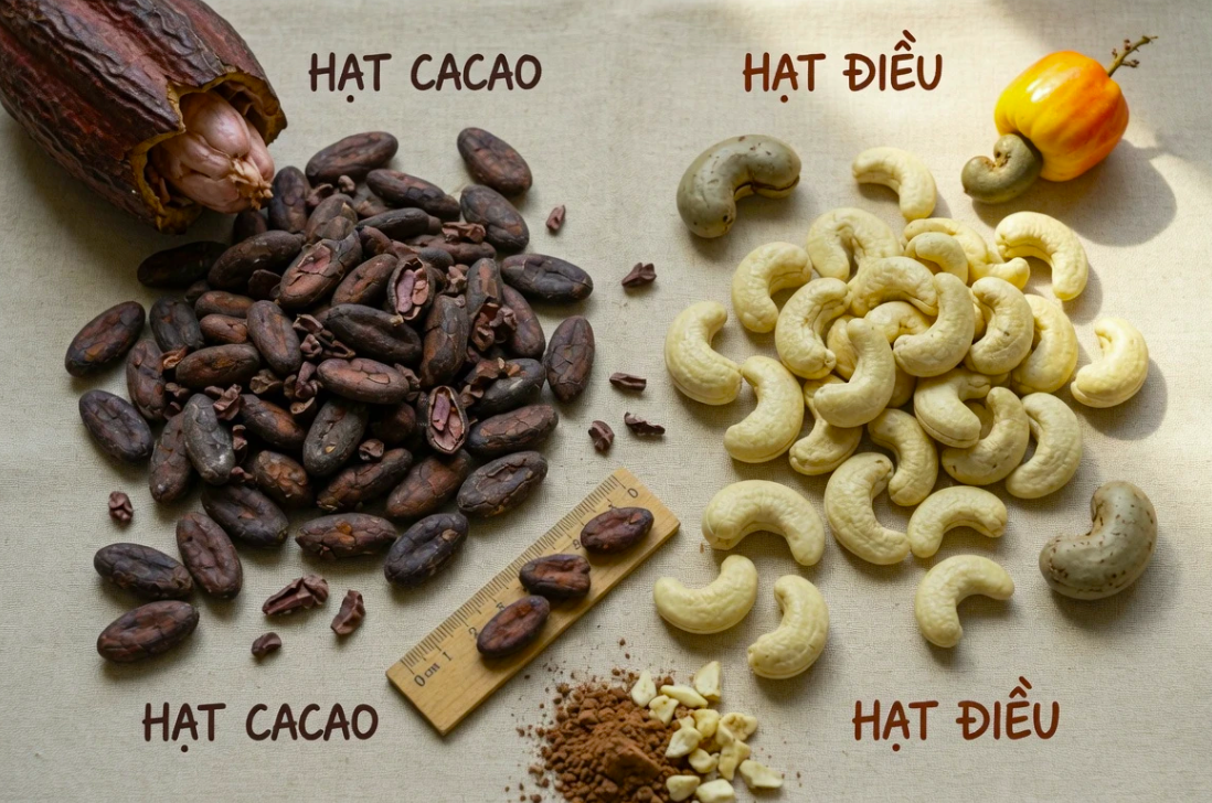 So Sánh Hạt Điều và Hạt Ca Cao: Nguồn Gốc, Dinh Dưỡng,…