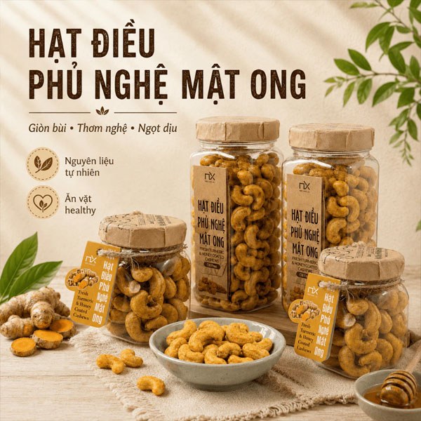 Hạt điều phủ nghệ mật ong