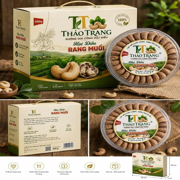 Sản phẩm hạt điều đa dạng vị — phù hợp ăn vặt, quà biếu và xuất khẩu.